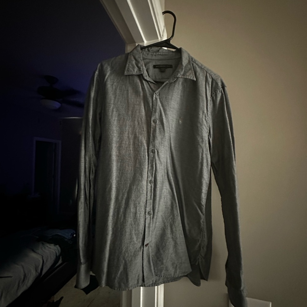 John Varvatos Gray Casual Shirt with Button Down Design